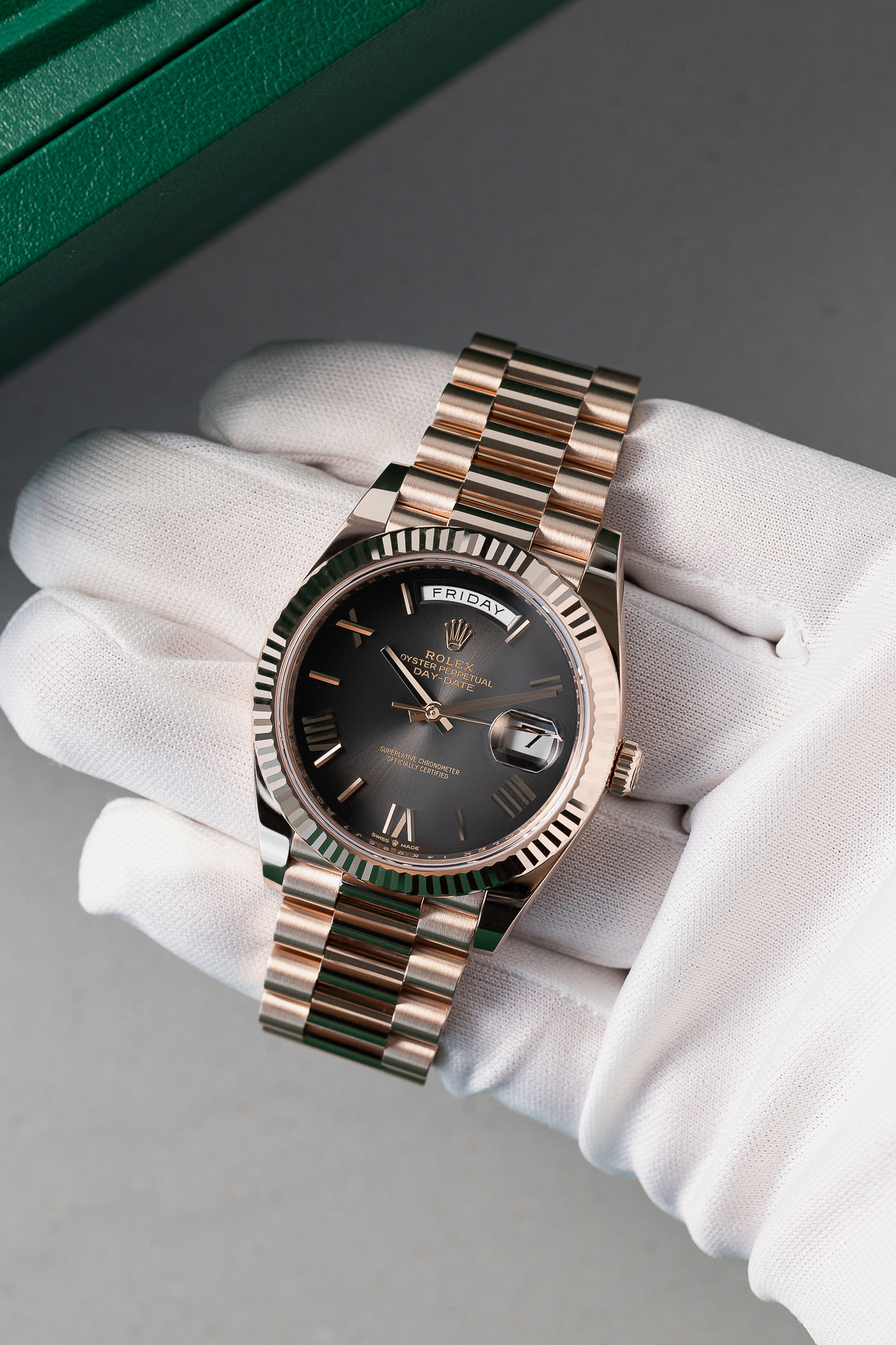ROLEX 228235-0055- ROSE GOLD GREY BLACK DIAL - Image 2